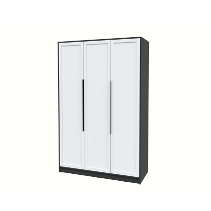 Шкаф распашной Тренд КТ-Ш3 (Антрацит ЛДСП/ Белый ЛМДФ) Ш1360 В2128 Г547 Шкаф распашной Тренд КТ-Ш3 (Антрацит ЛДСП/ Белый ЛМДФ) Ш1360 В2128 Г547